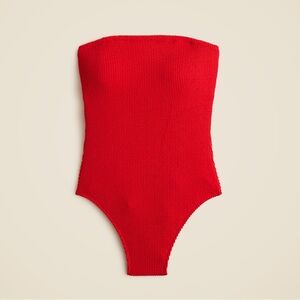 NWT J.Crew Gemma bandeau scrunchie one-piece, red, 10